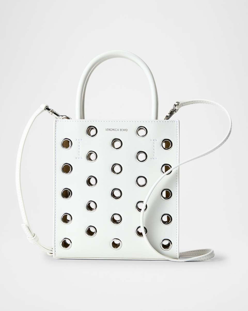 Small Grommet Leather Shopper Crossbody Bag